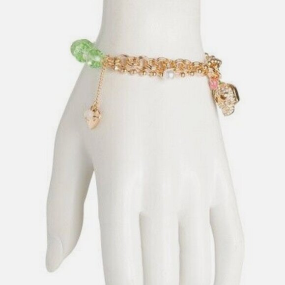 Betsey Johnson  Authentic Skull Charm Half and Half Bracelet NWT - Picture 2 of 7